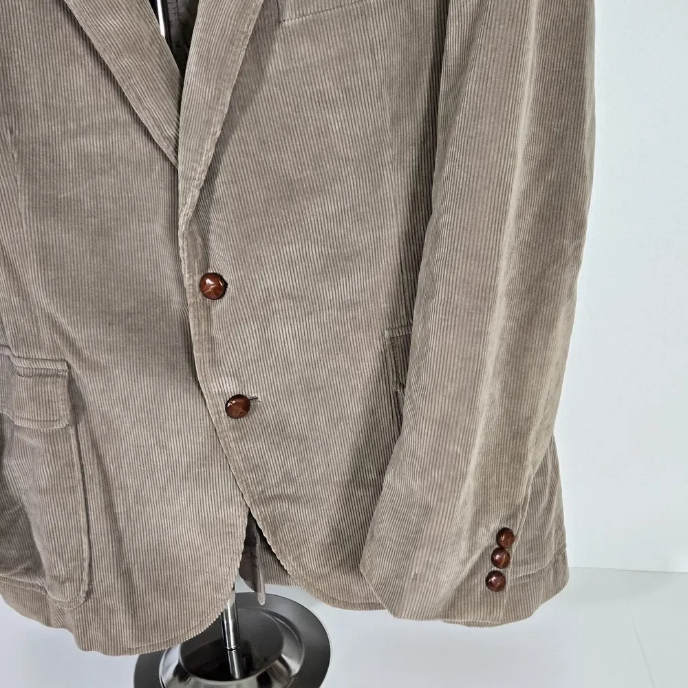 Vintage Jordache Mens‎ 46R Corduroy Sport Coat Blazer Brown Jacket